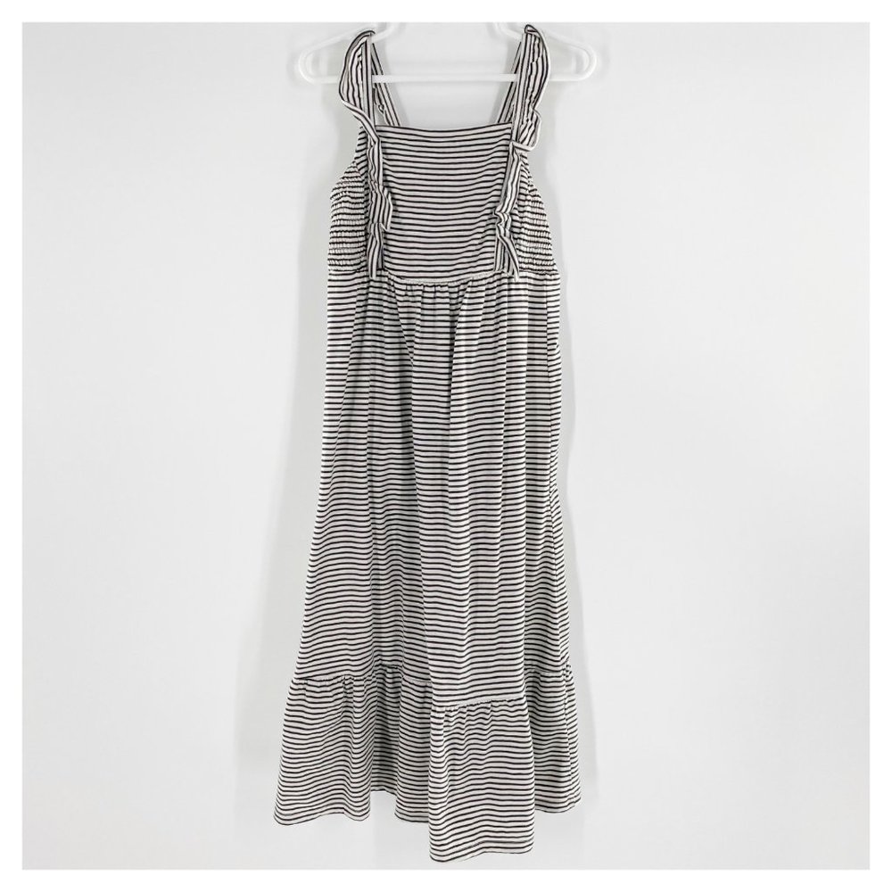 Cat & Jack Ruffled Sleeveless Maxi Dress XS (4/5) Gray/White Stripe